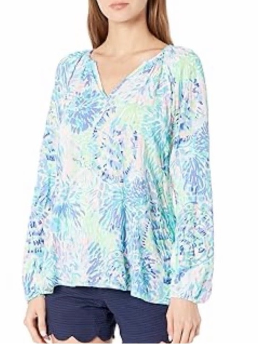 Lilly Pulitzer Coral Willa Long Sleeve Shirt Blouse Top Beachy Coral Women’s S